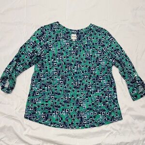 NIC+ZOE Linen/Modal Geometric Print Women's Top—Medium